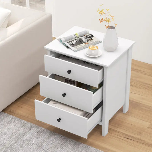 Gymax 3-Drawer Nightstand Wooden Bedside Table Modern Side End Table - See Details