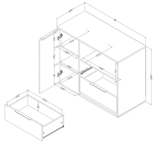 South Shore Hourra 2-Drawer Dresser with Door