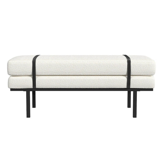 HomePop upholstered Bench with Metal Base - Cream Boucle