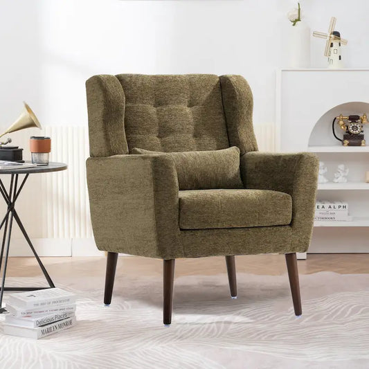 Chenille Fabric Accent Chair with Arm