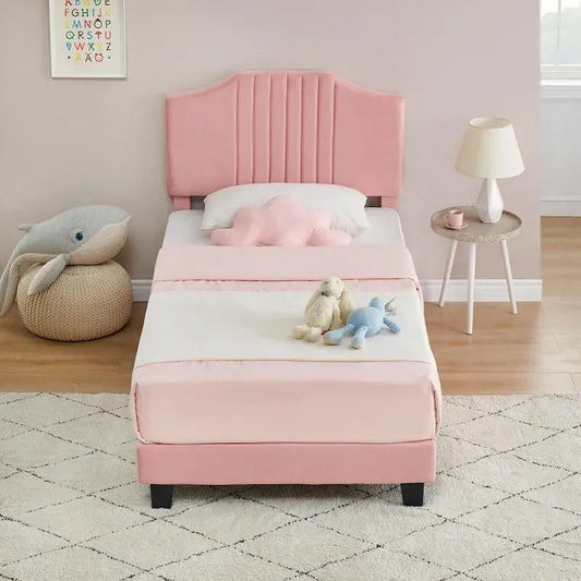 Upholstered Kids Tufted Bed Frame with Headboard