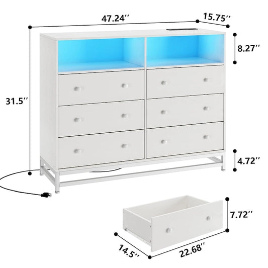 Wide Dresser for Bedroom with Charging Station