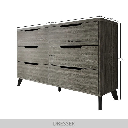 CraftPorch Chic and Vintage Wooden Dresser with 6 drawers