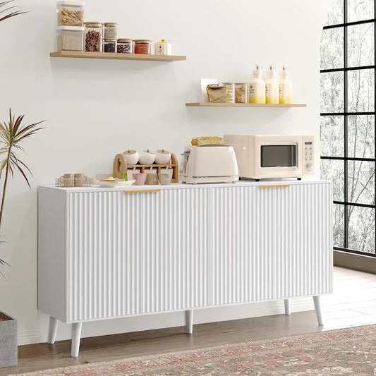 JASIWAY Buffet Table Kitchen Sideboard with Blister Wave Doors