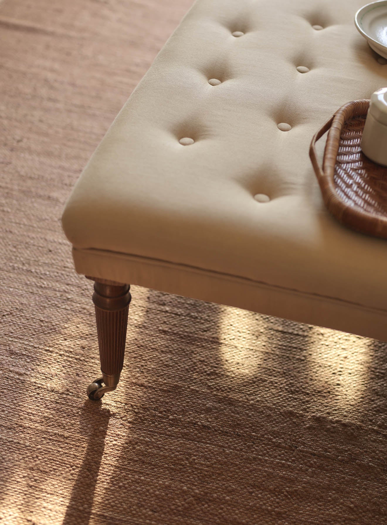 Freyer Footstool, Square, Straw Cotton