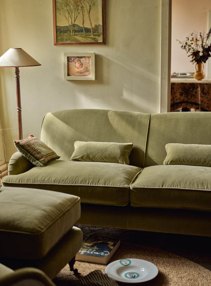 Abington Footstool, Sage Velvet
