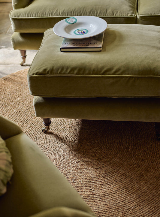 Abington Footstool, Sage Velvet