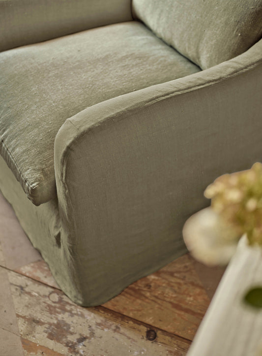 Warren Loose Cover Armchair, Olive Linen