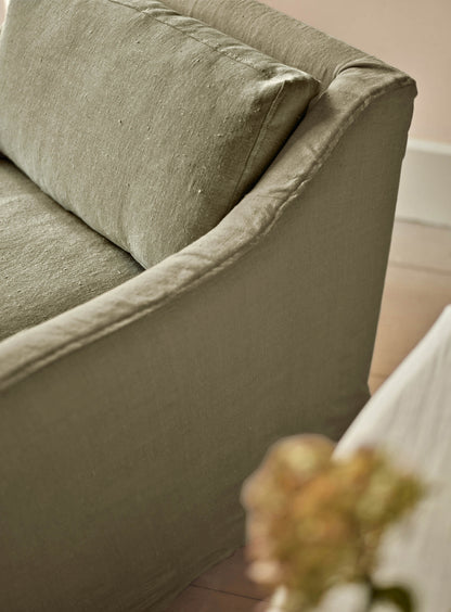 Warren Loose Cover Armchair, Olive Linen
