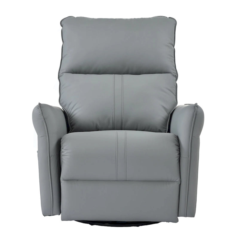 Power 270 Swivel Rocker Recliner Chair with USB Ports, Electric PU Small Recliners for Small Spaces