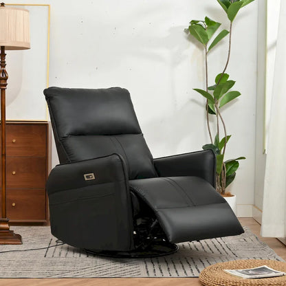 Power 270 Swivel Rocker Recliner Chair with USB Ports, Electric PU Small Recliners for Small Spaces