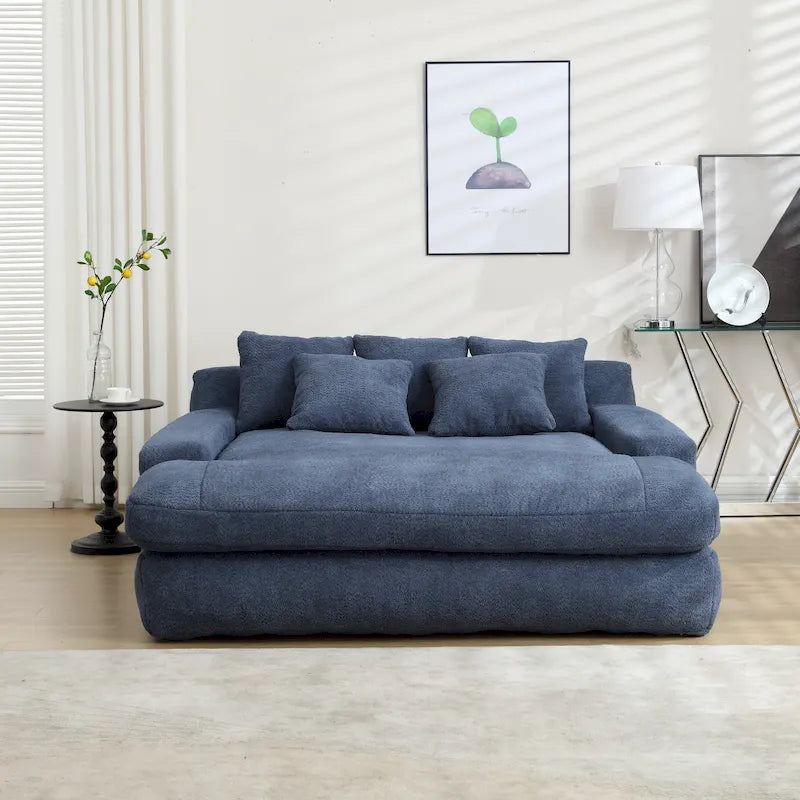 Chenille 2 seater lazy sofa With 5 back pillows