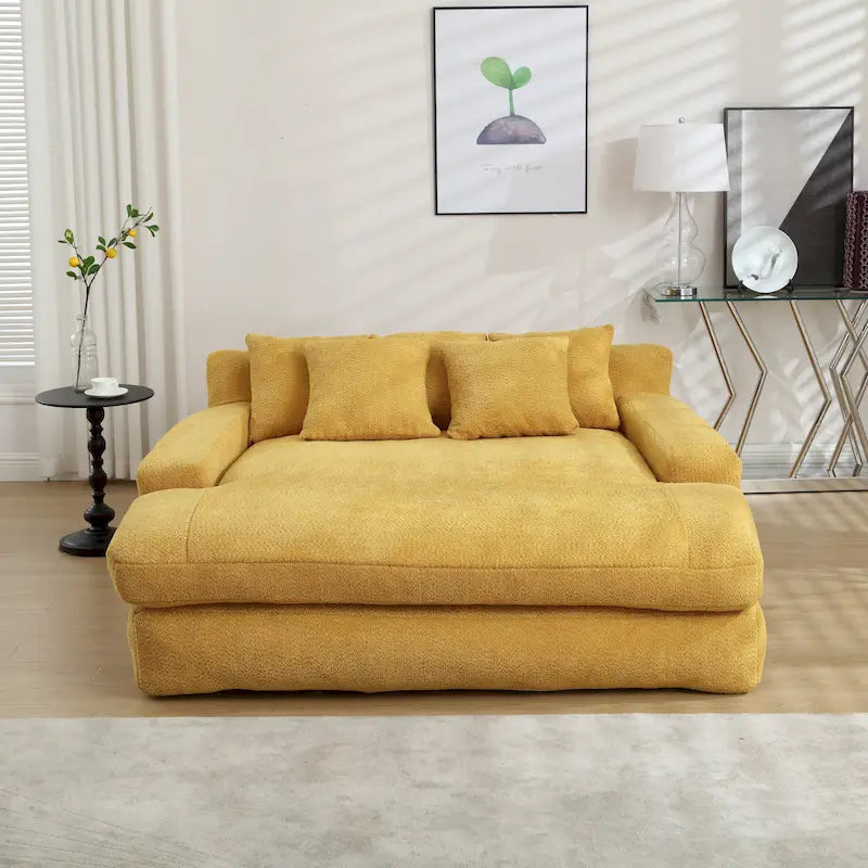 Chenille 2 seater lazy sofa With 5 back pillows