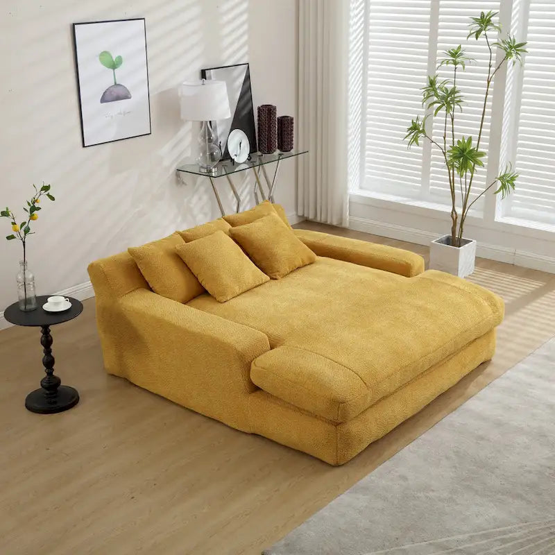 Chenille 2 seater lazy sofa With 5 back pillows