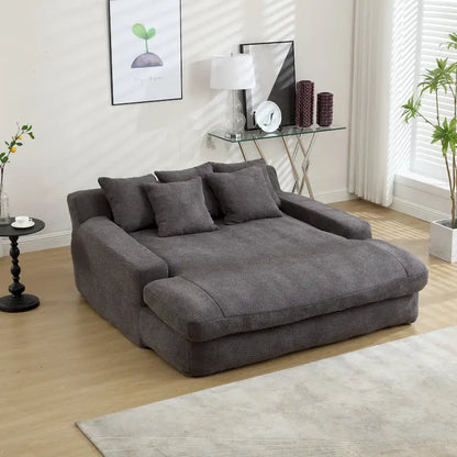 Chenille 2 seater lazy sofa With 5 back pillows