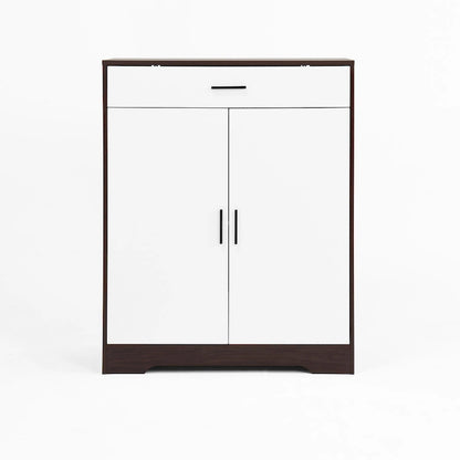 Shoe Cabinet, 4-Tier Shoe Rack Organizer with 1 Drawer, Freestanding Shoe Storage Cabinet with 2 Door & Adjustable Shelves