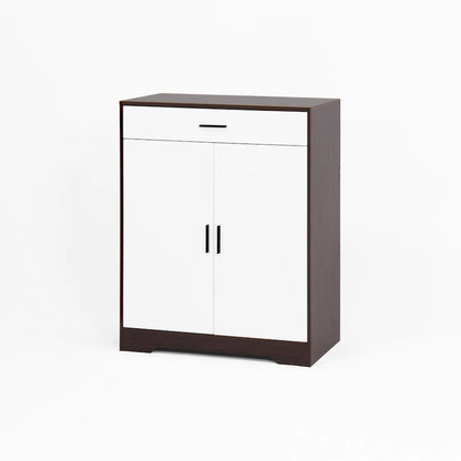 Shoe Cabinet, 4-Tier Shoe Rack Organizer with 1 Drawer, Freestanding Shoe Storage Cabinet with 2 Door & Adjustable Shelves