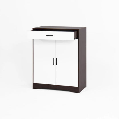 Shoe Cabinet, 4-Tier Shoe Rack Organizer with 1 Drawer, Freestanding Shoe Storage Cabinet with 2 Door & Adjustable Shelves