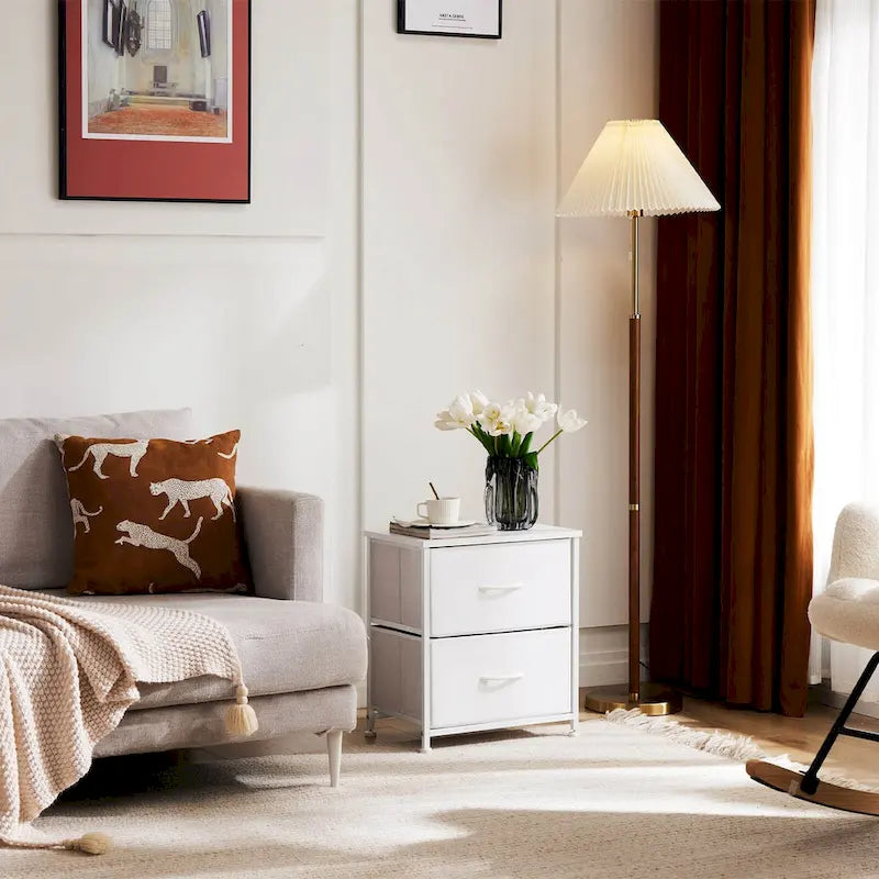 Modern Storage Cabinet with Fabric Drawers, Metal Frame, and Adjustable Feet for Home Entryway and Bedroom
