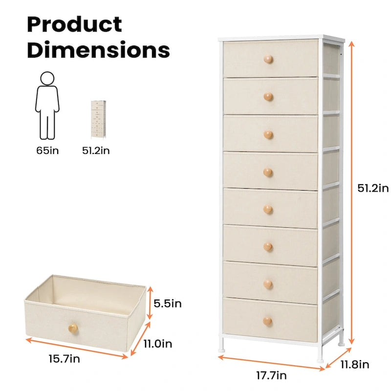 VredHom 8 Dresser Vertical Storage Tower Cabinet