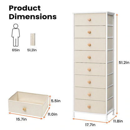 VredHom 8 Dresser Vertical Storage Tower Cabinet