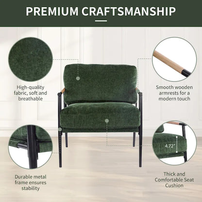 Varsts Modern Upholstered Accent Chair with Wood Frame, Emerald by Christopher Knight Home