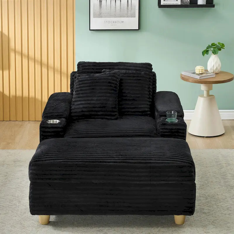 Comfortable Corduroy Sofa with Multiple Pillows and Storage Options