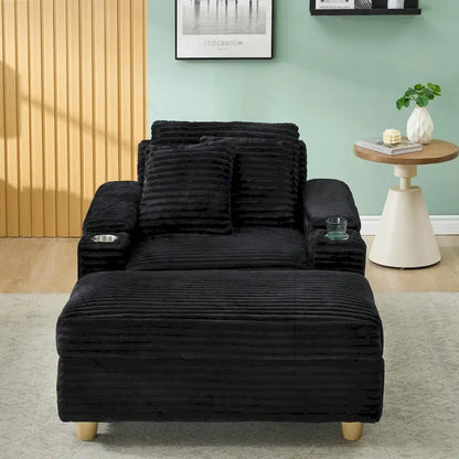 Comfortable Corduroy Sofa with Multiple Pillows and Storage Options