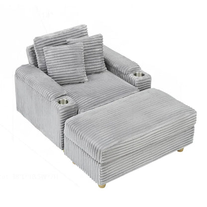 Comfortable Corduroy Sofa with Multiple Pillows and Storage Options
