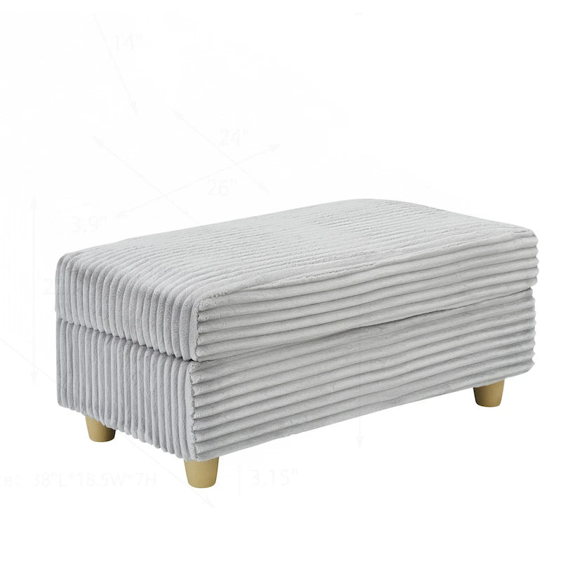 Comfortable Corduroy Sofa with Multiple Pillows and Storage Options