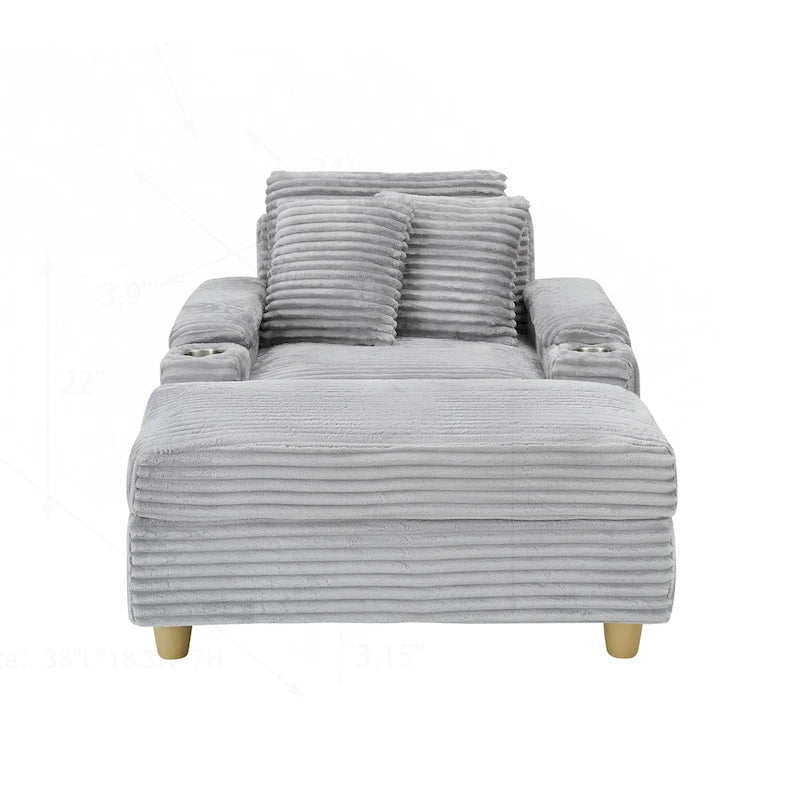 Comfortable Corduroy Sofa with Multiple Pillows and Storage Options