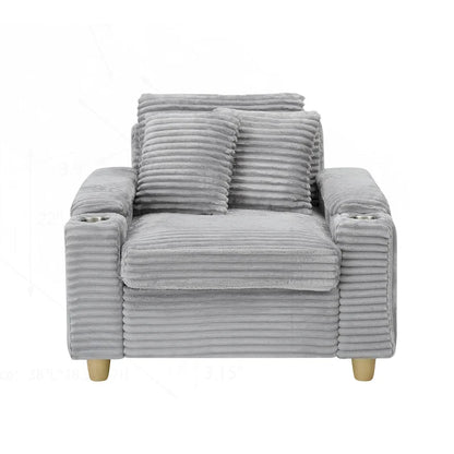 Comfortable Corduroy Sofa with Multiple Pillows and Storage Options