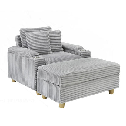 Comfortable Corduroy Sofa with Multiple Pillows and Storage Options