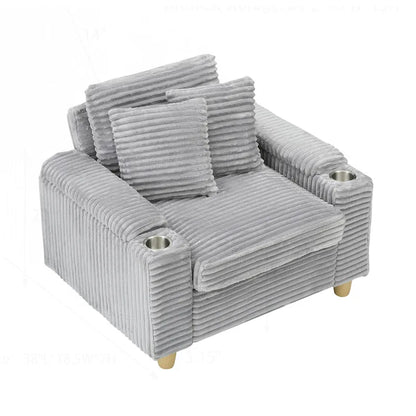 Comfortable Corduroy Sofa with Multiple Pillows and Storage Options
