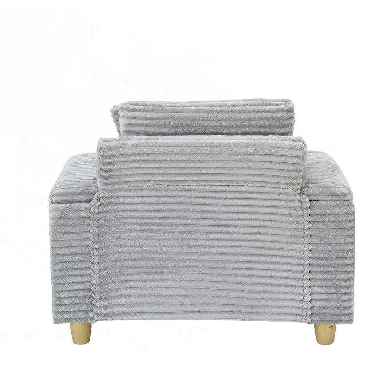 Comfortable Corduroy Sofa with Multiple Pillows and Storage Options