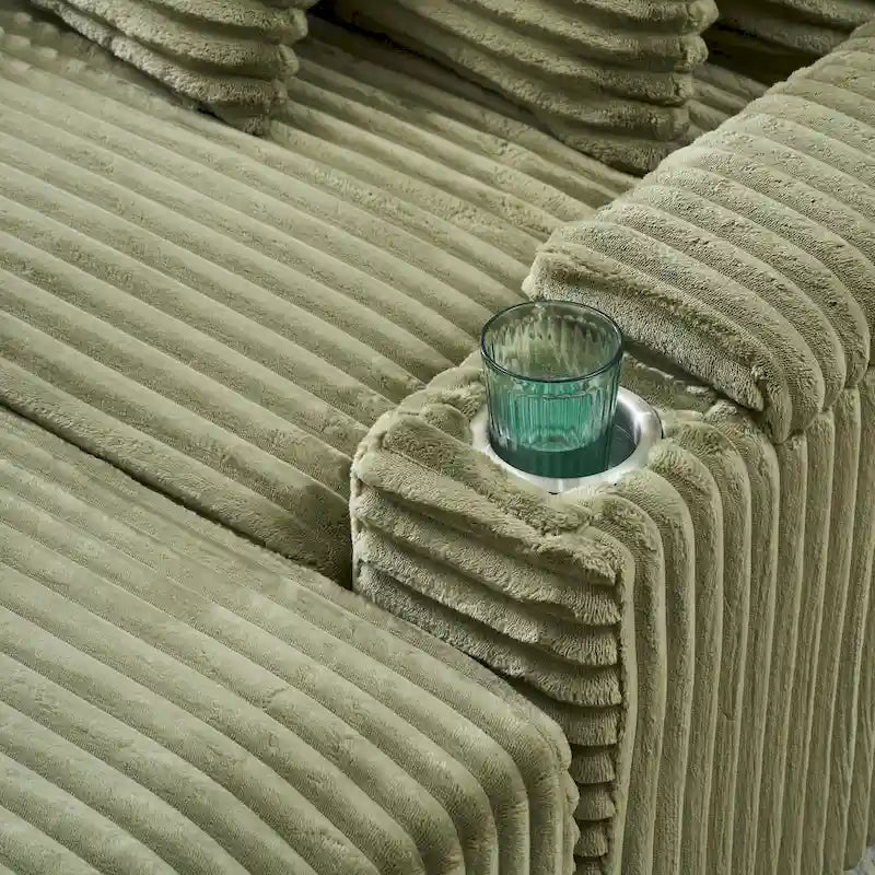 Comfortable Corduroy Sofa with Multiple Pillows and Storage Options