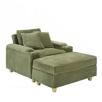 Comfortable Corduroy Sofa with Multiple Pillows and Storage Options