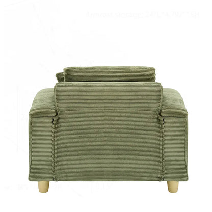 Comfortable Corduroy Sofa with Multiple Pillows and Storage Options