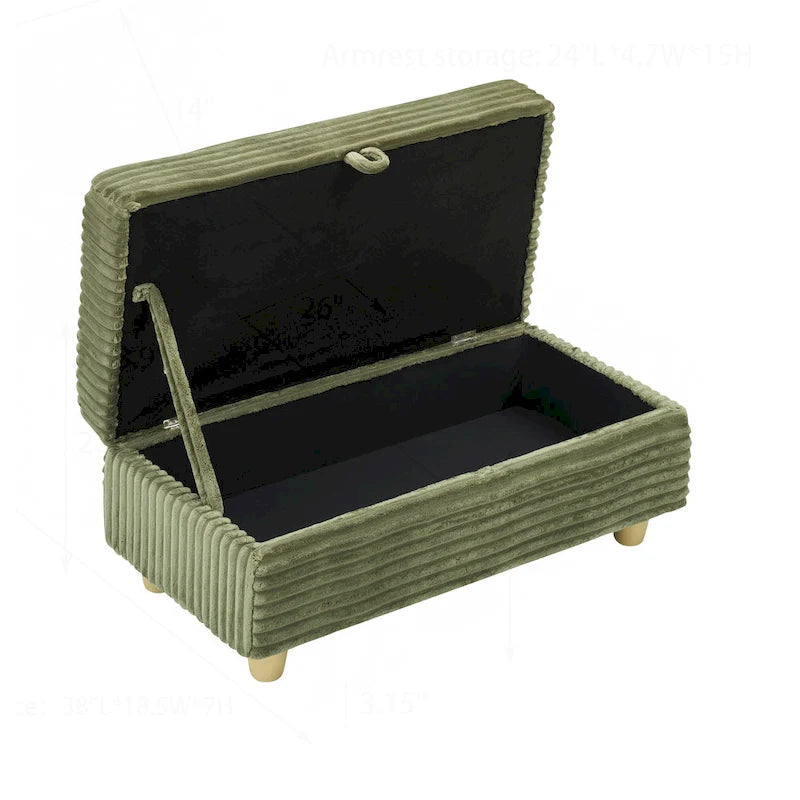 Comfortable Corduroy Sofa with Multiple Pillows and Storage Options