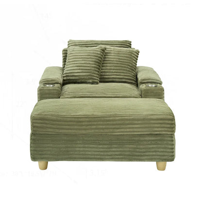 Comfortable Corduroy Sofa with Multiple Pillows and Storage Options