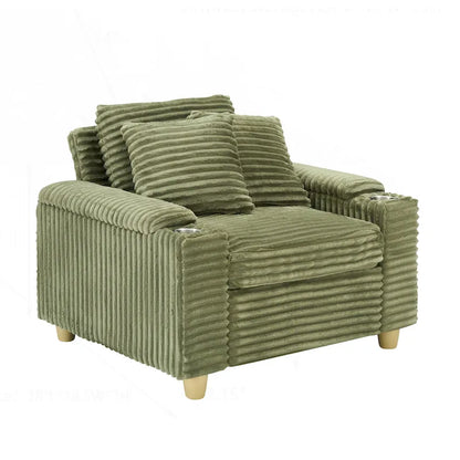 Comfortable Corduroy Sofa with Multiple Pillows and Storage Options
