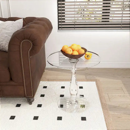 Clear Acrylic Round End Table Solid Post Side Table Nightstand - 18 Dia. x 19 H