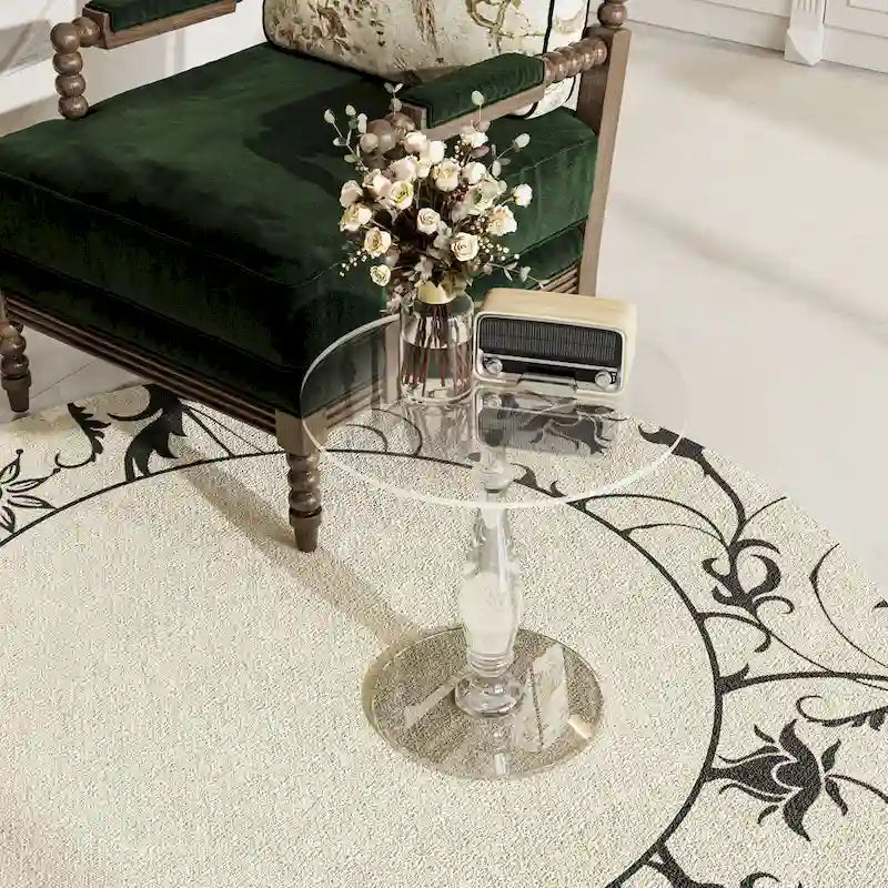 Clear Acrylic Round End Table Solid Post Side Table Nightstand - 18 Dia. x 19 H