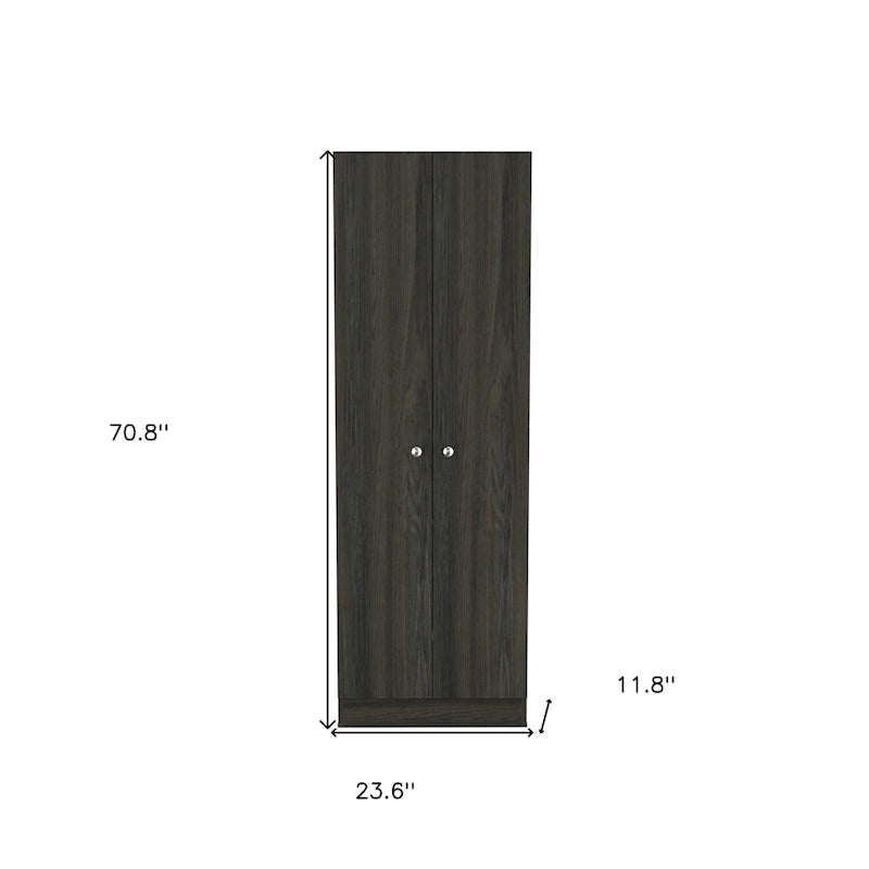 HomeRoots 71 Dark Brown Wood Pantry Or Storage Closet - 23.6' X '70.8' X '11.8