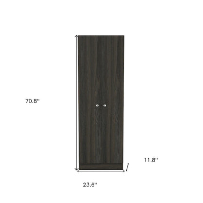 HomeRoots 71 Dark Brown Wood Pantry Or Storage Closet - 23.6' X '70.8' X '11.8