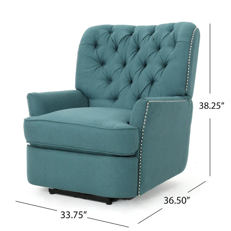 Electric Recliner with Copper Accents and Soft Upholstery, Comfortable Lounge Chair for Living Room, Teal