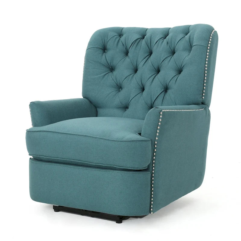 Electric Recliner with Copper Accents and Soft Upholstery, Comfortable Lounge Chair for Living Room, Teal