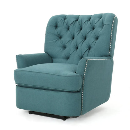 Electric Recliner with Copper Accents and Soft Upholstery, Comfortable Lounge Chair for Living Room, Teal