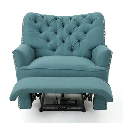 Electric Recliner with Copper Accents and Soft Upholstery, Comfortable Lounge Chair for Living Room, Teal