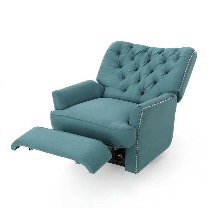 Electric Recliner with Copper Accents and Soft Upholstery, Comfortable Lounge Chair for Living Room, Teal